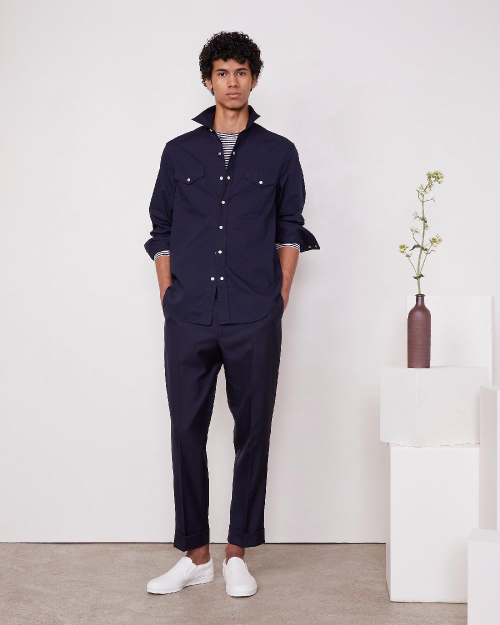 officine generale Chemise maverick Popeline de cotton MARINE FONCE