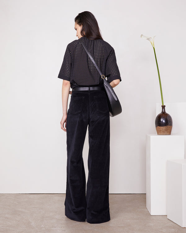 Officine Generale Chemise Noria POPELINE DE COTON BRODÉE NOIR