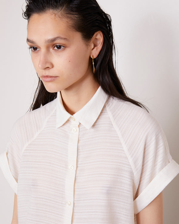 Officine Generale Chemise Palmyre Voile Texturé Rayé CREAM