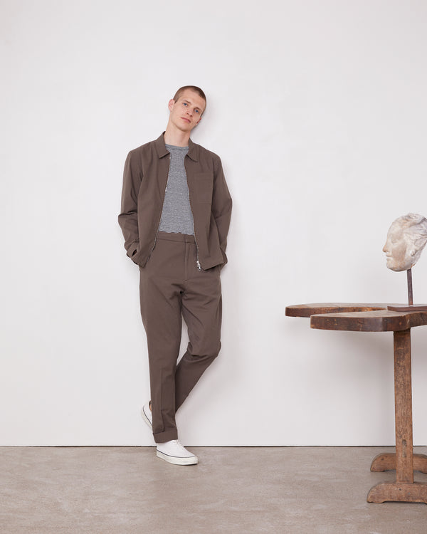 Officine Generale Chino Joseph COTON SEERSUCKER TAUPE