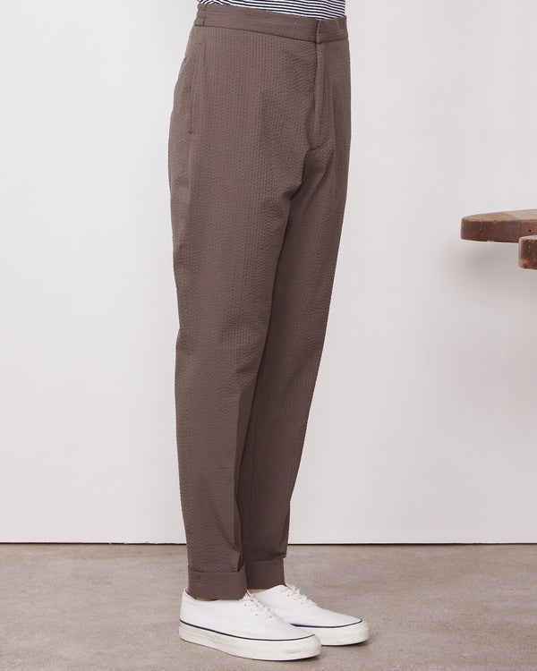 Officine Generale Chino Joseph COTON SEERSUCKER TAUPE