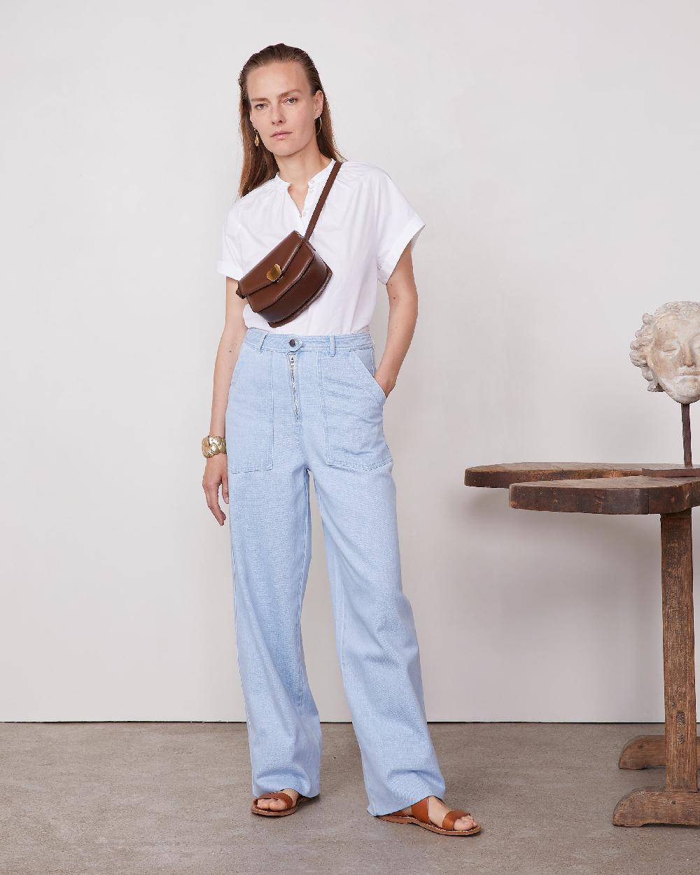 officine generale Chino philippa DENIM DE COTON BLEACH BLUE