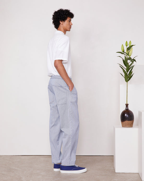 Officine Generale Chino Wylson TISSU JAPONAIS À RAYURES WHITE/INDIGO