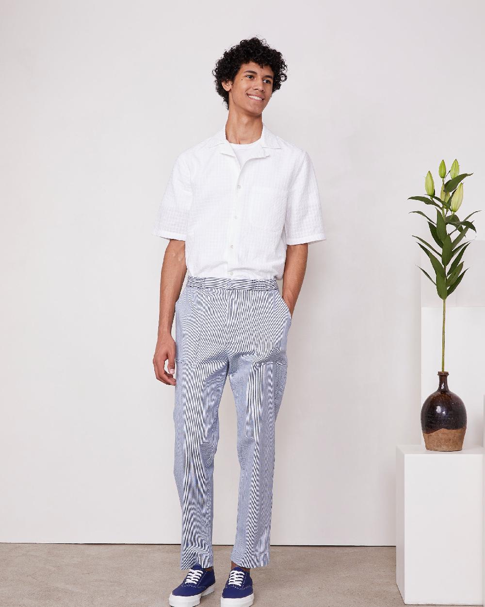 officine generale Chino wylson TISSU JAPONAIS À RAYURES WHITE/INDIGO