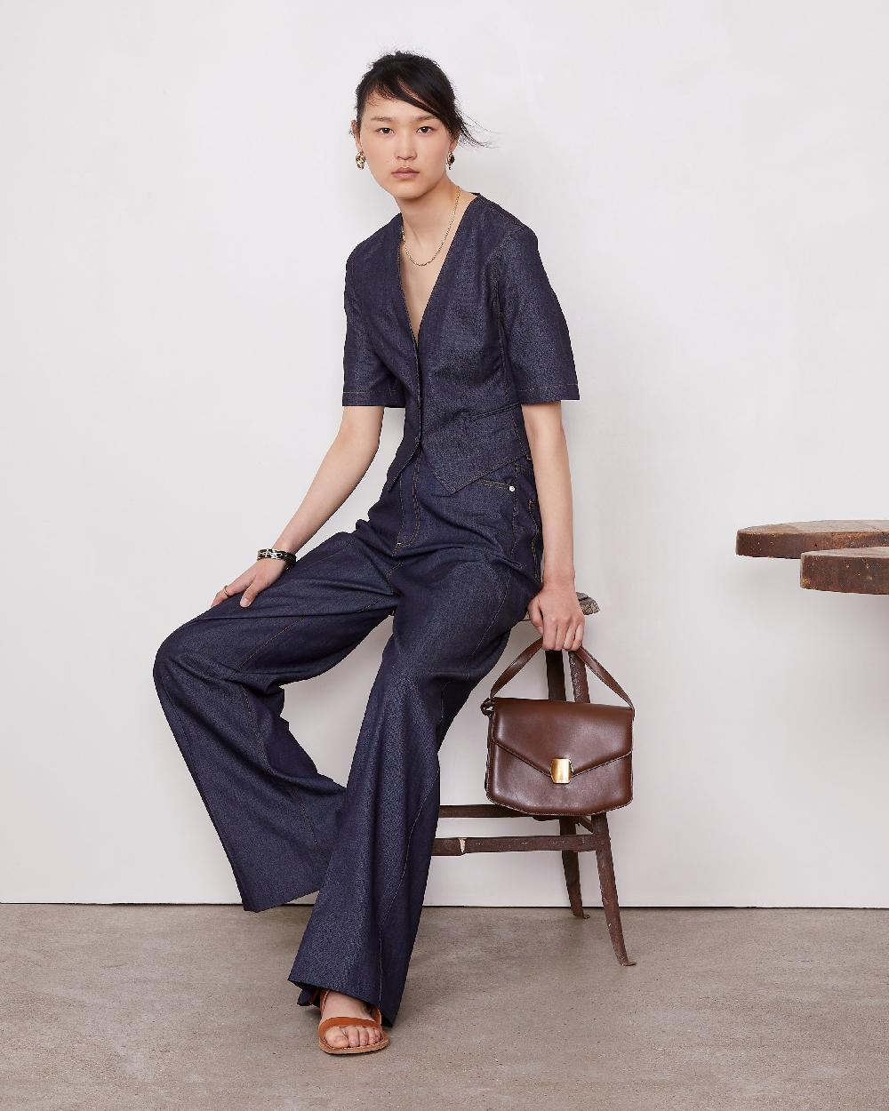 officine generale Gilet lubena COTON LYOCELL MODAL DARK INDIGO