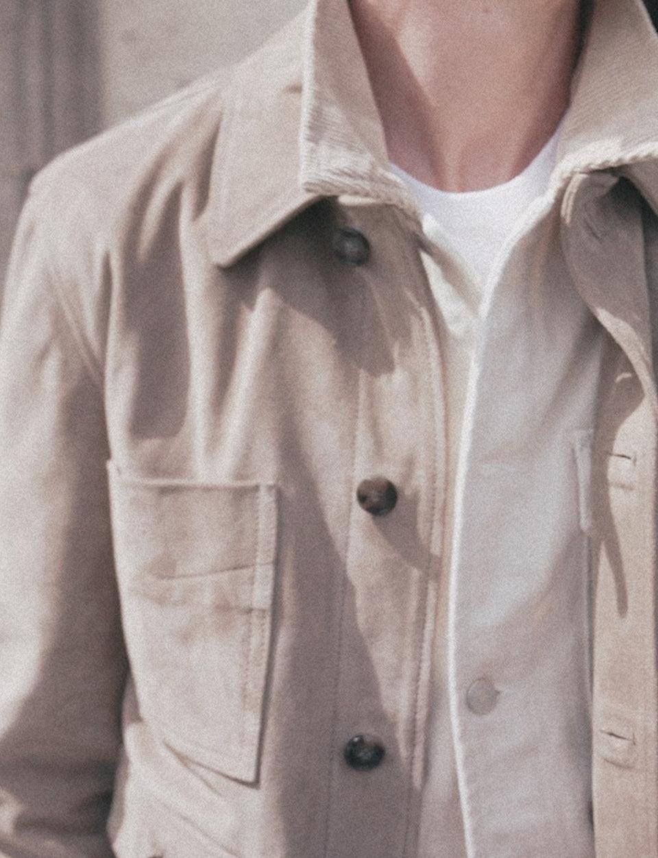 Officine Generale Blouson Elvis CUIR DE VEAU TAUPE