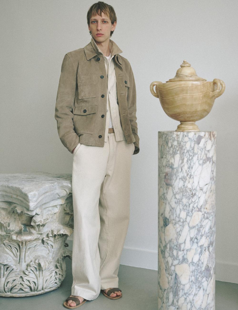 officine generale Blouson elvis CUIR DE VEAU TAUPE