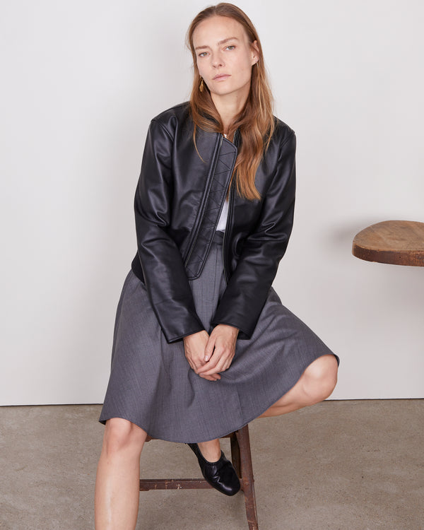 Officine Generale Bomber Nela CUIR LISSE NOIR