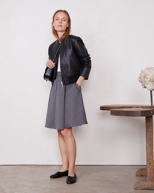 Officine Generale Bomber Nela CUIR LISSE NOIR