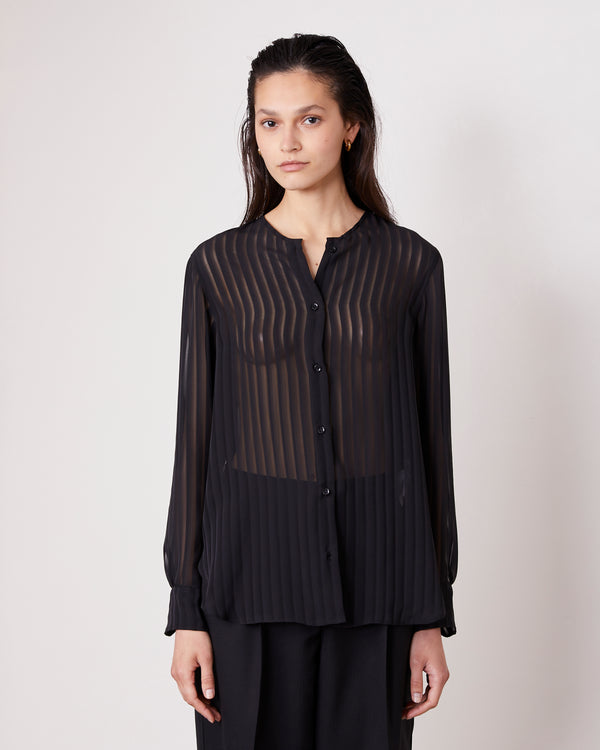 Officine Generale Chemise Hermy VOILE RAYÉ NOIR