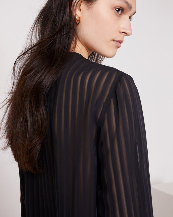 Officine Generale Chemise Hermy VOILE RAYÉ NOIR