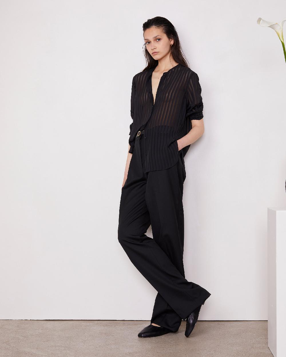 officine generale Chemise hermy VOILE RAYÉ NOIR