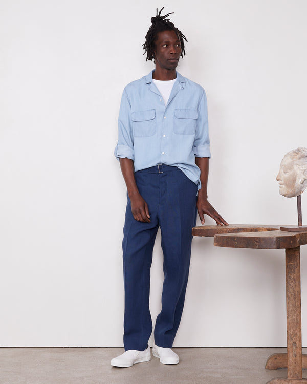 Officine Generale Chemise Leto LYOCELL BLEU CLAIR