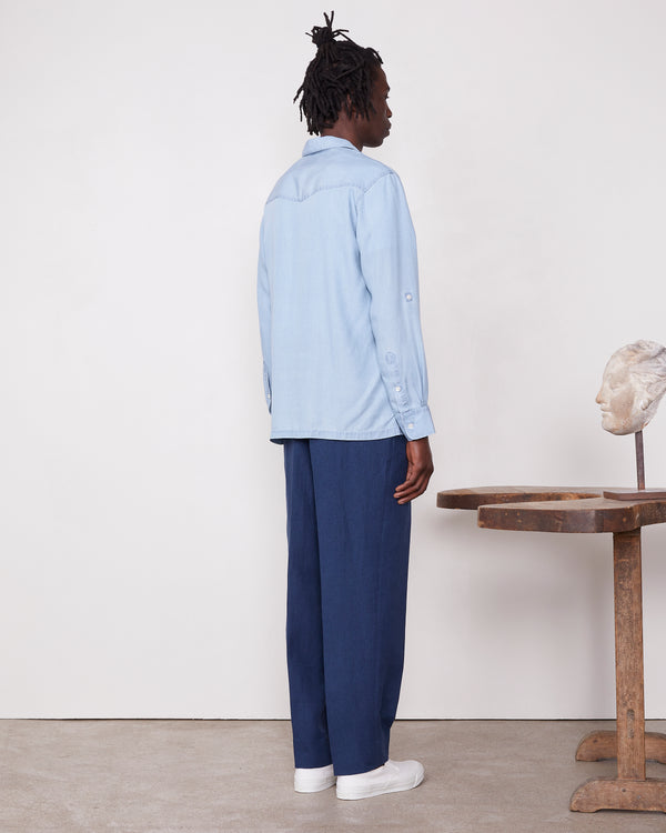 Officine Generale Chemise Leto LYOCELL BLEU CLAIR
