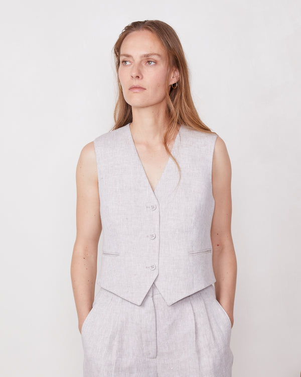 Officine Generale Gilet Cleore Lin Naturel NATUREL