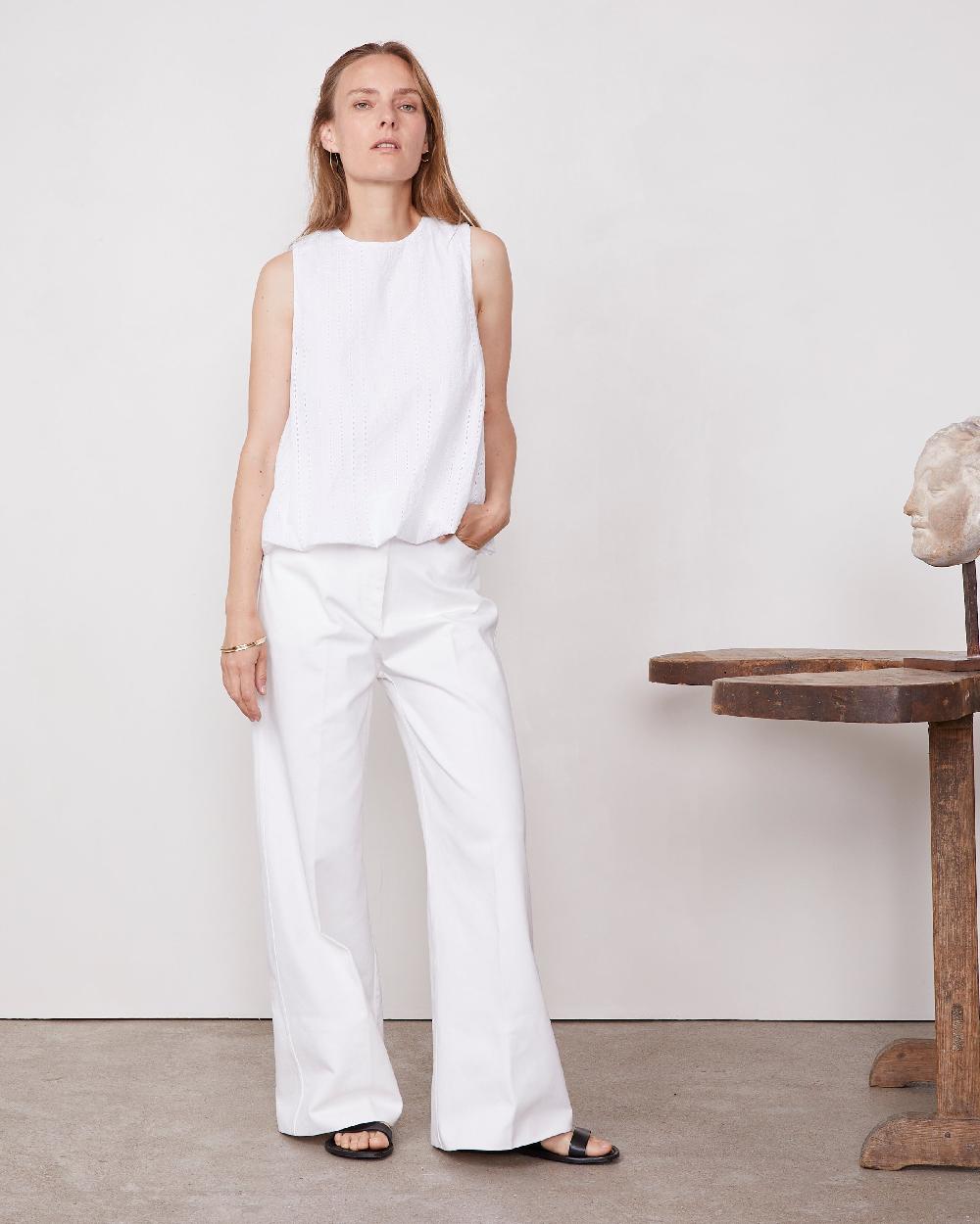 officine generale Top lio Coton brodé BLANC