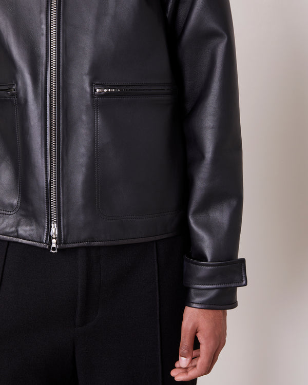 Officine Generale Veste Milan CUIR D'AGNEAU NOIR