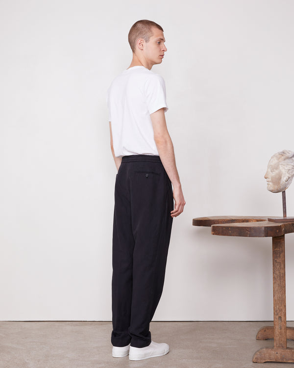 Officine Generale Pantalon Drew LYOCEL LIN COTON NOIR