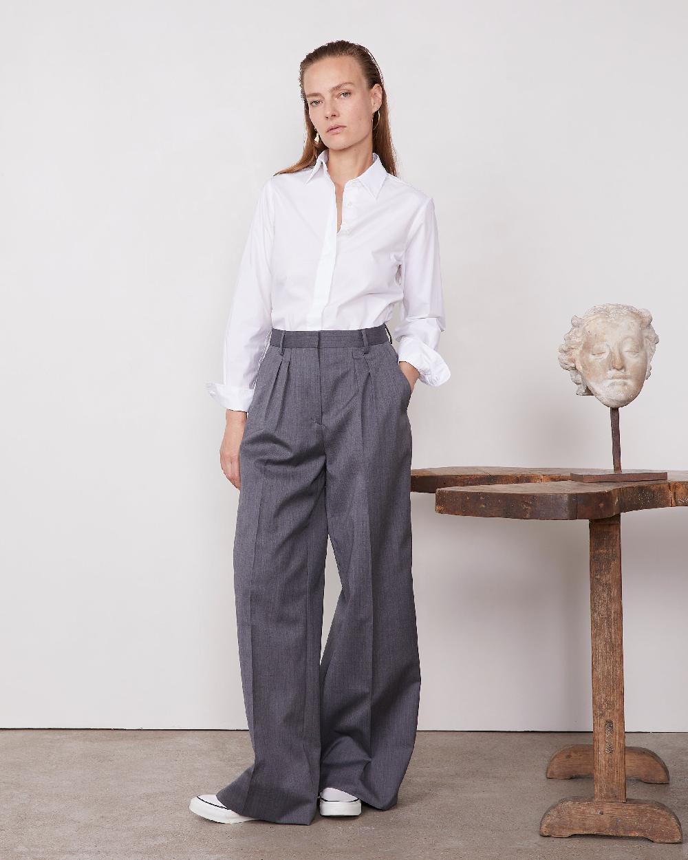 officine generale Pantalon elia Laine vierge italienne GRIS MOYEN