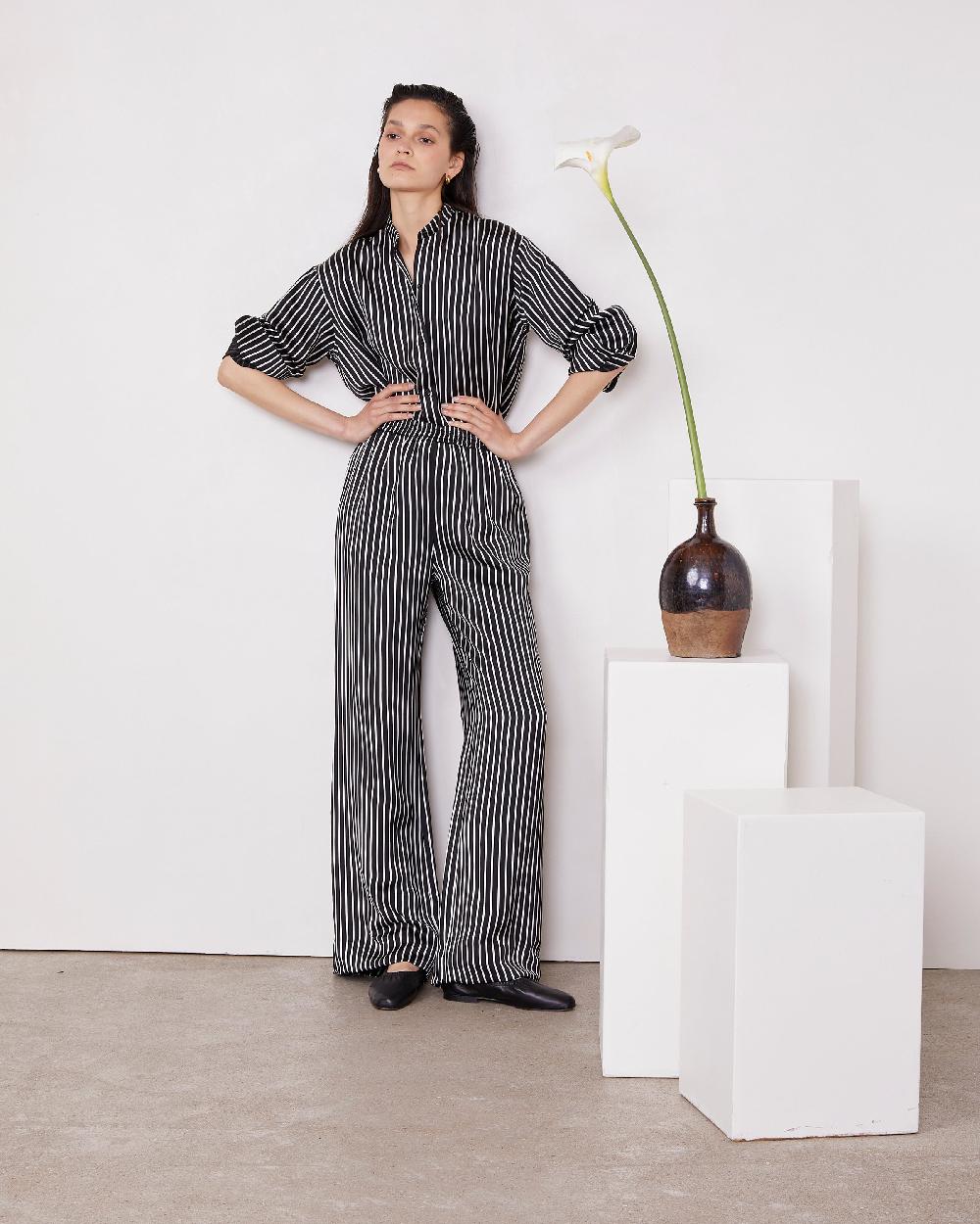 officine generale Pantalon gracella Viscose Italienne BLACK/WHITE