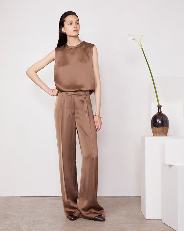 Officine Generale Pantalon Gracella Viscose Italienne GINGER BREAD