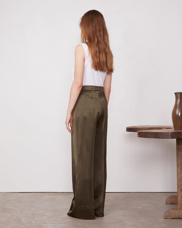 Officine Generale Pantalon Gracella Viscose Italienne OLIVE NIGHT