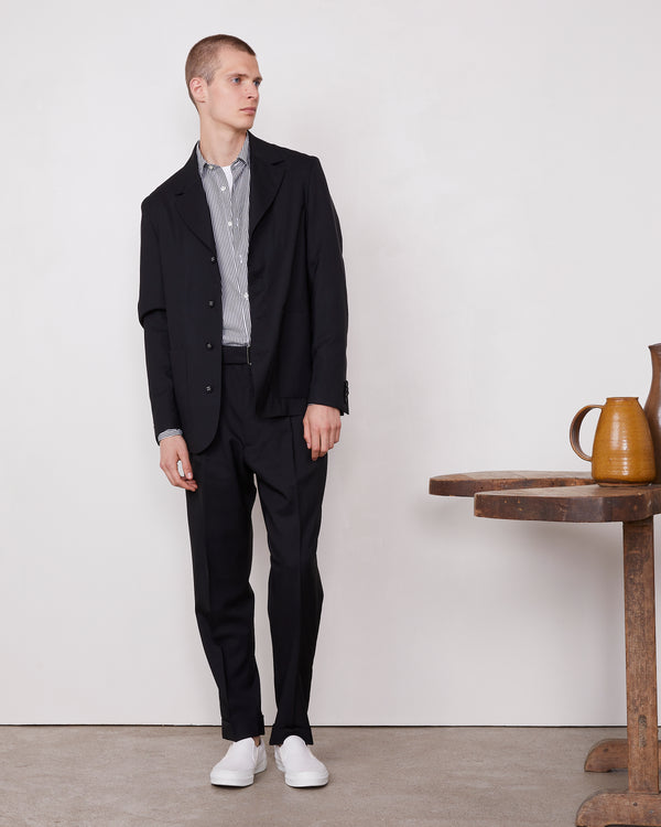 Officine Generale Pantalon Hugo LAINE VIERGE ITALIENNE NOIR