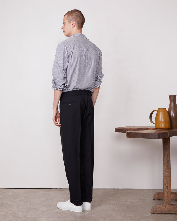 Officine Generale Pantalon Hugo LAINE VIERGE ITALIENNE NOIR