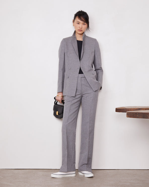 Officine Generale Pantalon Ilenia Mélange De Coton Et De Lin GRIS MOYEN