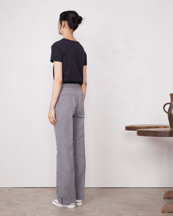 Officine Generale Pantalon Ilenia Mélange De Coton Et De Lin GRIS MOYEN