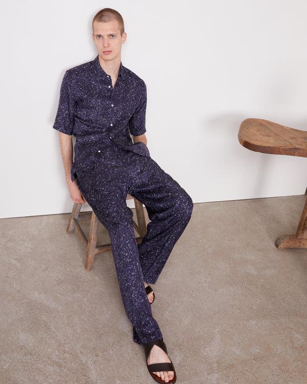 Officine Generale Pantalon Nash VISCOSE NIGHT SKY/WHITE