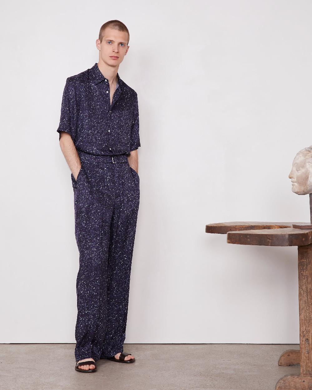 officine generale Pantalon nash VISCOSE NIGHT SKY/WHITE