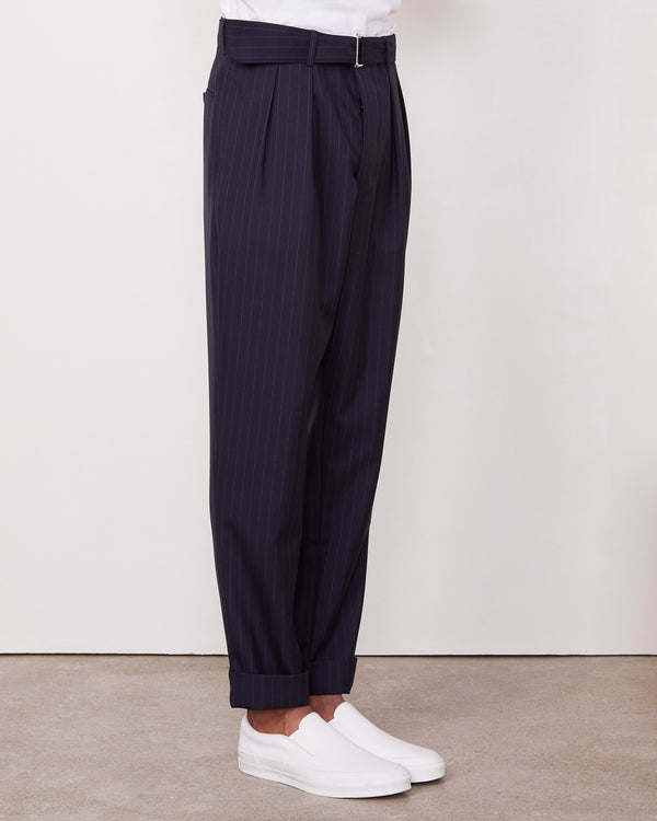 Officine Generale Pantalon Pierre PINSTRIPE EN LAINE TROPICALE DARNAVY/WHITE