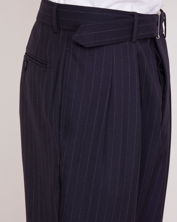 Officine Generale Pantalon Pierre PINSTRIPE EN LAINE TROPICALE DARNAVY/WHITE