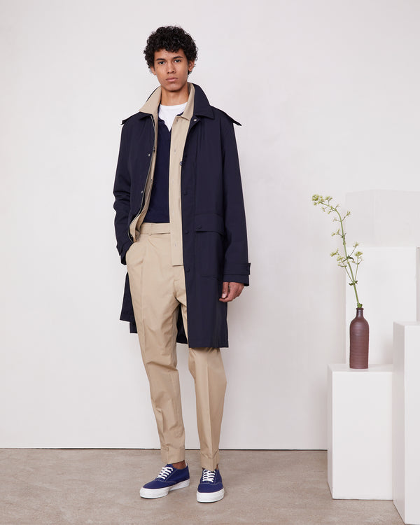 Officine Generale Parka Mayeul LAINE FRESCO DEPERLANTE MARINE FONCE