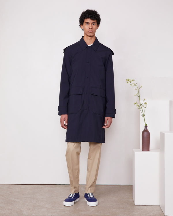 Officine Generale Parka Mayeul LAINE FRESCO DEPERLANTE MARINE FONCE