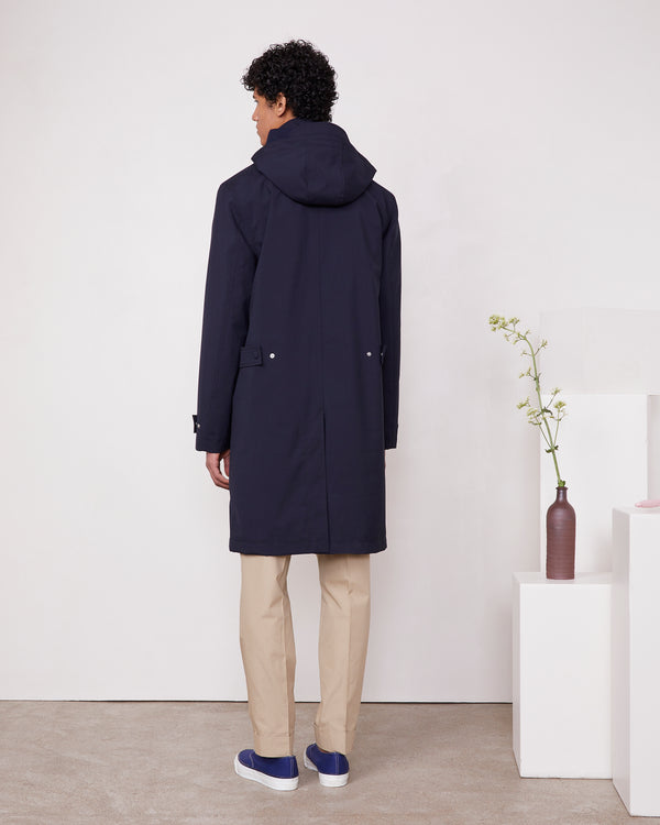 Officine Generale Parka Mayeul LAINE FRESCO DEPERLANTE MARINE FONCE