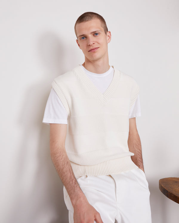 Officine Generale Pull Melchior COTON ORGANIQUE ECRU