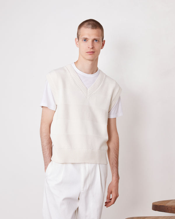 Officine Generale Pull Melchior COTON ORGANIQUE ECRU