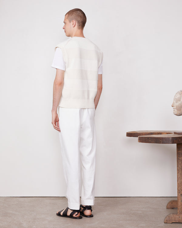 Officine Generale Pull Melchior COTON ORGANIQUE ECRU