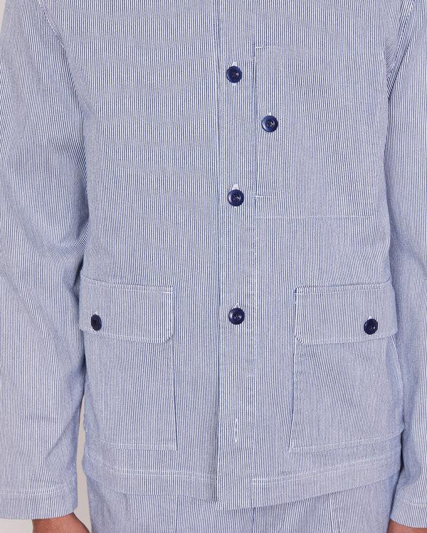 Officine Generale Surchemise Gibson Coton Rayé Hickory WHITE/INDIGO