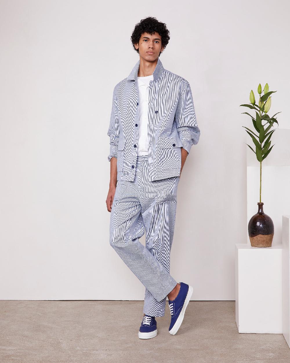 officine generale Surchemise gibson Coton rayé hickory WHITE/INDIGO