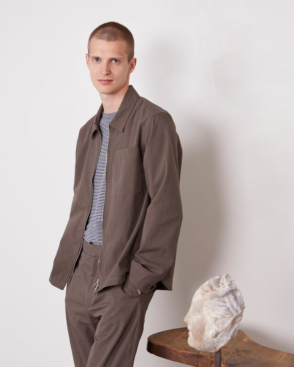 Officine Generale Surchemise Malo COTON SEERSUCKER TAUPE