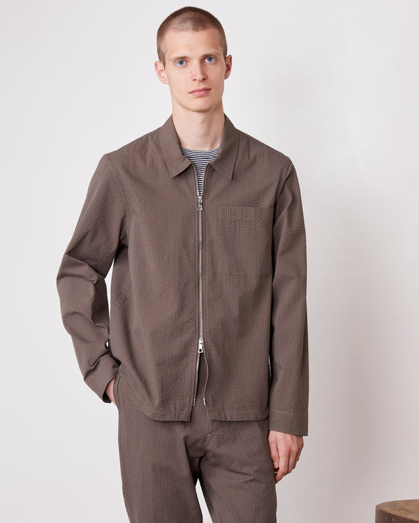 Officine Generale Surchemise Malo COTON SEERSUCKER TAUPE