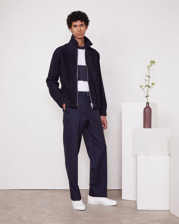 Officine Generale Surchemise Sid CUIR SUÉDÉ DE CHÈVRE MARINE FONCE