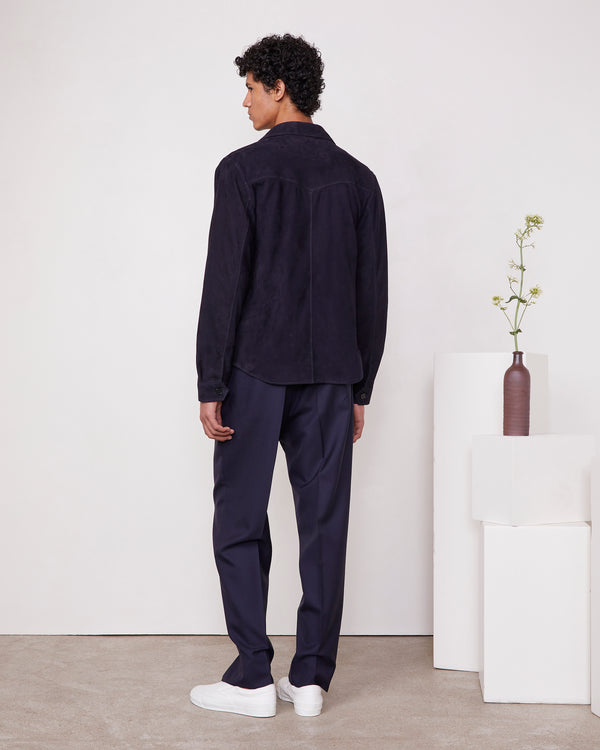 Officine Generale Surchemise Sid CUIR SUÉDÉ DE CHÈVRE MARINE FONCE