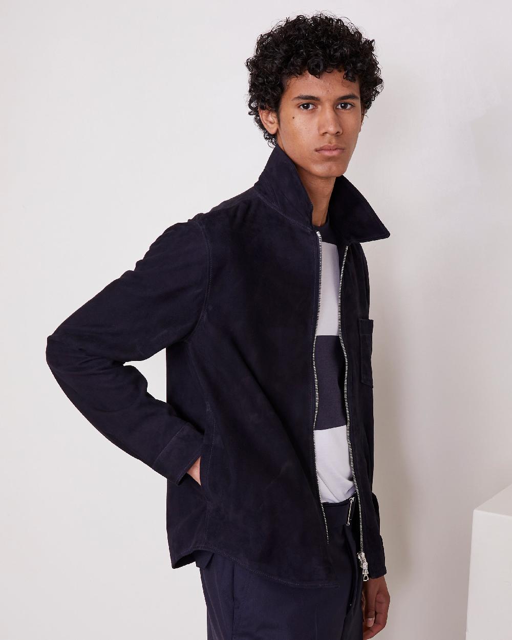 officine generale Surchemise sid CUIR SUÉDÉ DE CHÈVRE MARINE FONCE