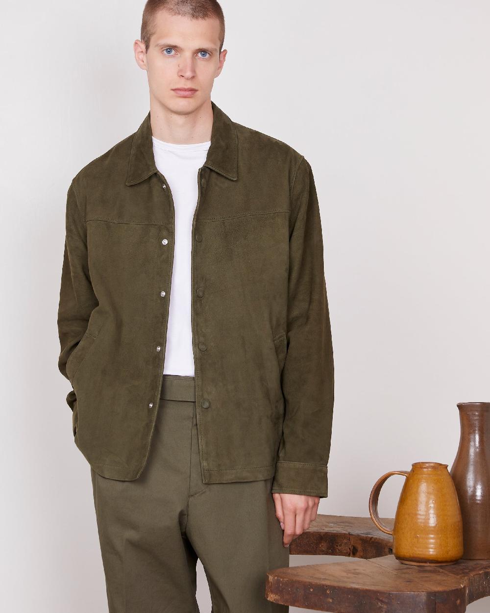 officine generale Surchemise silas SUEDE DE CHÈVRE OLIVE