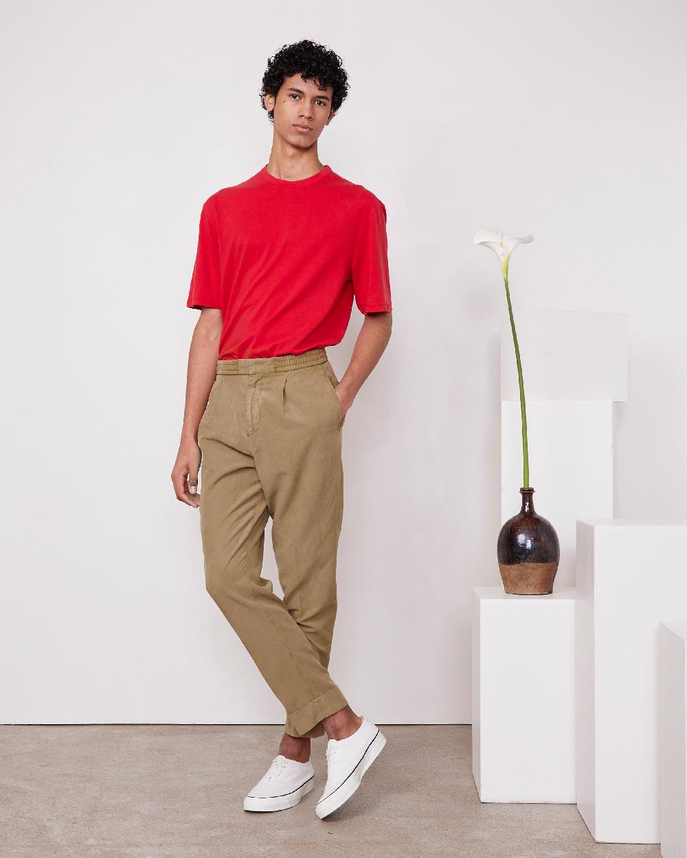 officine generale T-shirt benny COTON LYOCELL TEINT EN PIÈCE