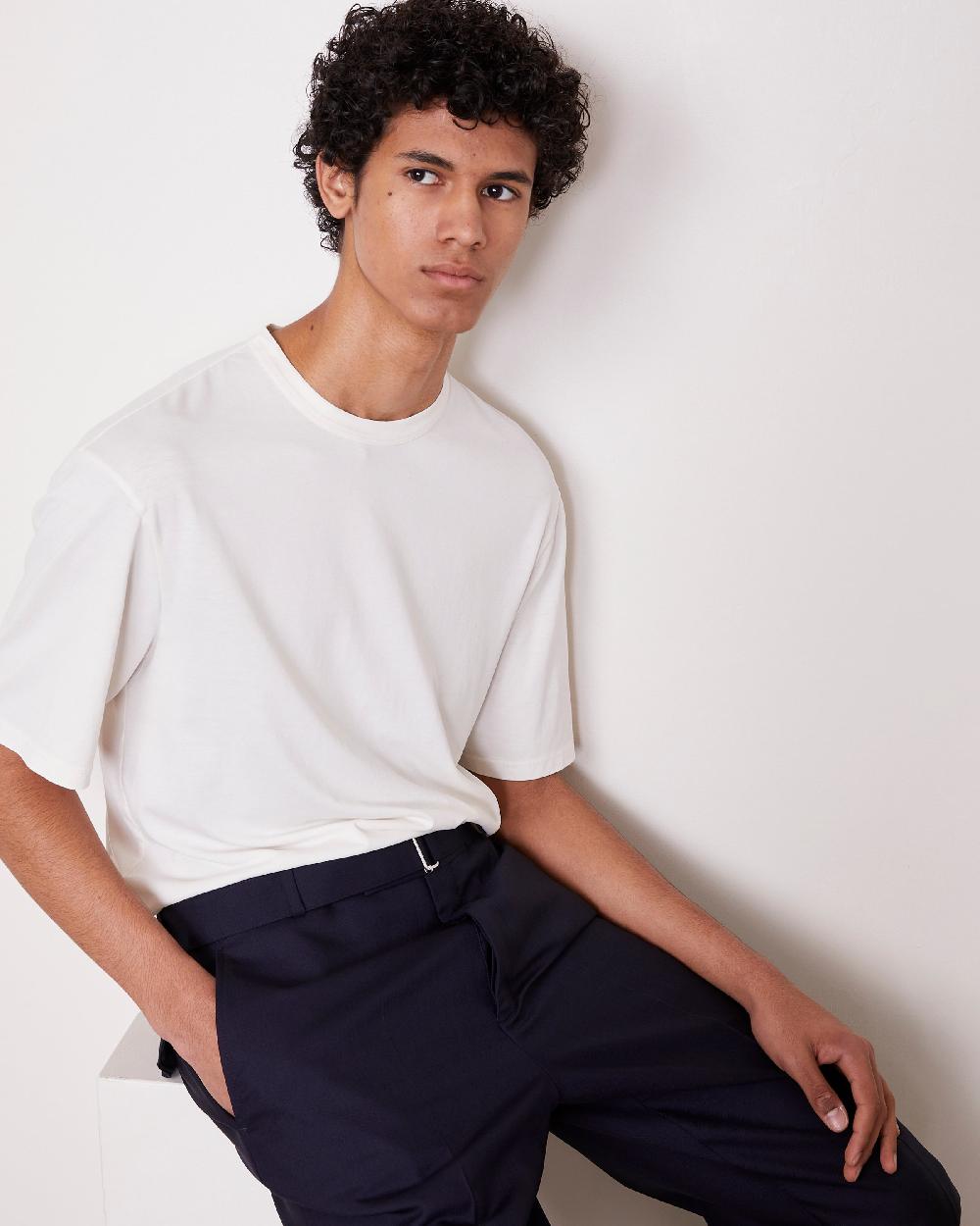 officine generale T-shirt benny COTON LYOCELL TEINT EN PIÈCE